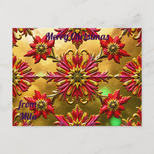 Carte Postale MILA ~ NOËL ~ motif fleur 3D ~
