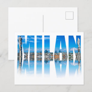 Carte Postale Milan étiquette composé de Milan skyline en Italie