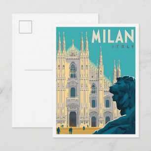 Carte Postale Milan Italie Art Vintage Voyage
