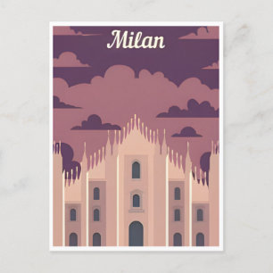 Carte Postale Milan Italie Duomo di Milano Travel Art Vintage