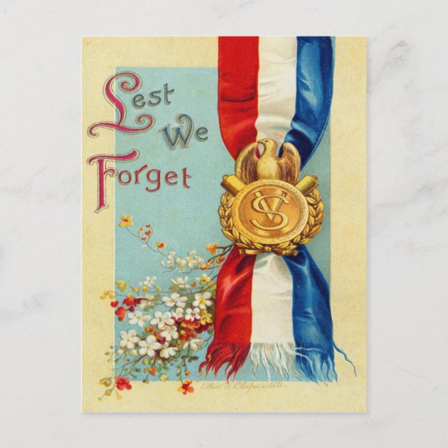 Carte postale militaire patriotique américaine vin (Devant)