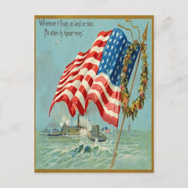 Carte postale militaire patriotique vintage (Devant)