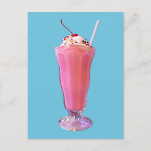 Carte Postale Milkshake aux fraises