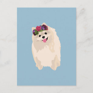 Carte Postale Millie The Sweet Girly Poeranian avec couronne de