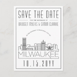 Carte Postale Milwaukee Mariage | Skyline stylisée Enregistrer l