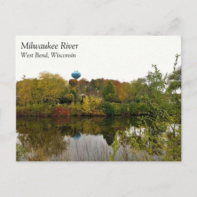 Carte Postale Milwaukee River, West Bend, Wisconsin (Devant)