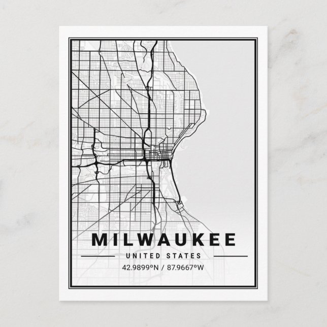 Carte Postale Milwaukee Wisconsin USA Travel City Map (Devant)