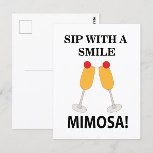 Carte Postale Mimosa Sip With A Smile Mimosa