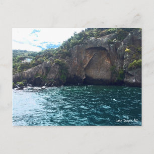 Carte Postale Mine Bay Maori sculptures, Lac Taupo, Nouvelle-Zél