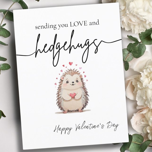 Carte Postale Mini-aquarelle Hérisson Pun Saint-Valentin (Minimalist Watercolor Hedgehog Pun Valentine's Day Postcard)