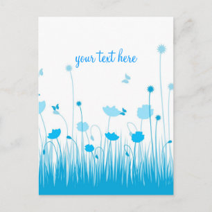 Carte Postale Mini-bleu et blanc Pépites Meadow Script