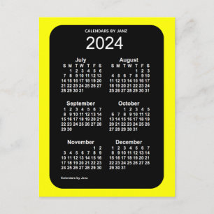 Carte Postale Mini calendrier 2024 Jaune Neon 6 mois par Janz