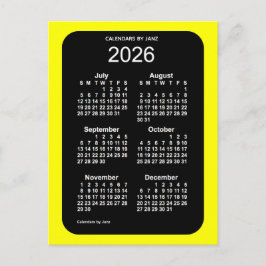 Carte Postale Mini calendrier 2026 Jaune Neon 6 mois par Janz