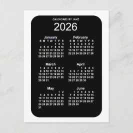 Carte Postale Mini calendrier 2026 White Neon 6 mois par Janz