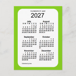 Carte Postale Mini calendrier 2027 Vert Jaune 6 mois par Janz