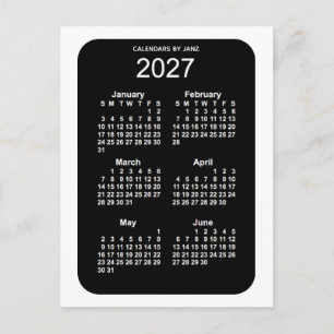 Carte Postale Mini calendrier 2027 White Neon 6 mois par Janz