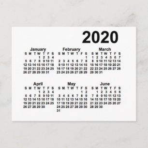 Carte Postale Mini calendrier blanc de 6 mois 2020 par Janz
