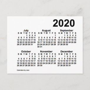 Carte Postale Mini calendrier blanc de 6 mois 2020 par Janz