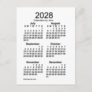Carte Postale Mini calendrier blanc de 6 mois 2028 par Janz