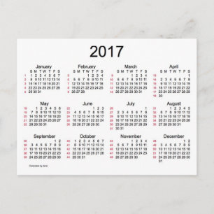 Carte Postale Mini calendrier de 52 semaines 2017 par Janz