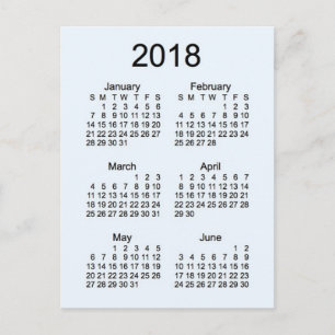 Carte Postale Mini calendrier de 6 mois 2018