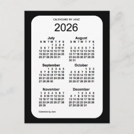 Carte Postale Mini calendrier noir 6 mois 2026 par Janz