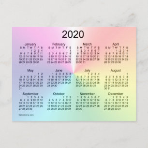 Carte Postale Mini calendrier Shimmer 2020 par Janz
