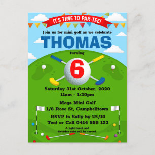 Carte Postale Mini Golf Putt Putt Boys Anniversaire