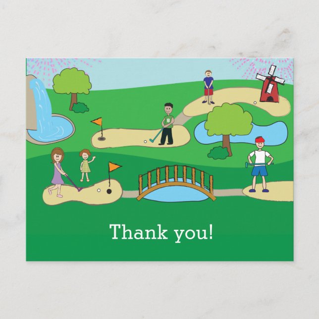 Carte Postale Mini Miniature Golf Anniversaire Merci (Devant)