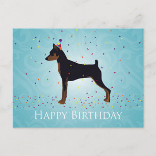 Carte Postale Miniature Pinscher Joyeux Design d'anniversaire