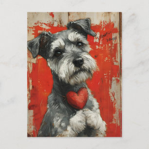 Carte Postale Miniature Schnauzer Vintage Saint Valentin