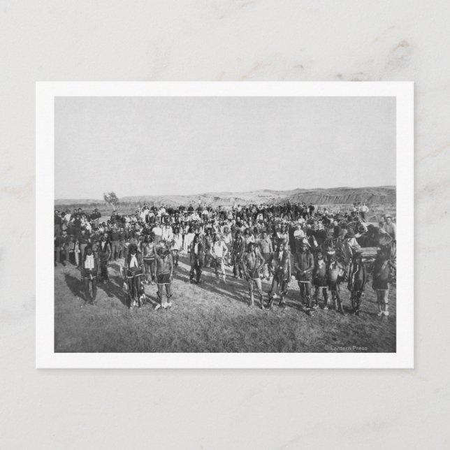 Carte Postale Miniconjou avec des soldats blancs (Devant)