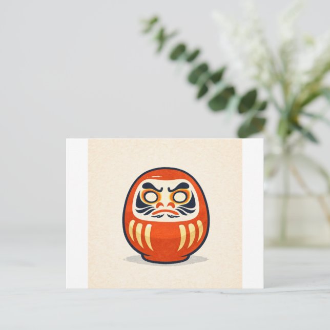 Carte Postale Minimal Daruma – Japanese Folk Art Postcard (Debout devant)