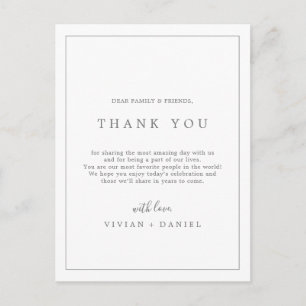 Carte Postale Minimal Silver Typography Thank You Reception Card