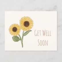 Carte postale minimale Tournesol Bon rétablissemen