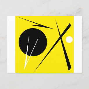Carte Postale Minimalisme Abstrait Art Motif noir jaune blanc