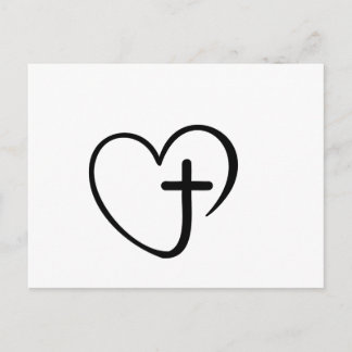 Carte Postale Minimalist Heart and Cross Faith Design