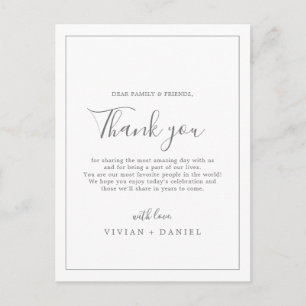 Carte Postale Minimalist Silver Thank You Reception Card