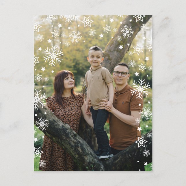 Carte Postale Minimalist Snowflake Frame Photo Overlay Holiday (Devant)