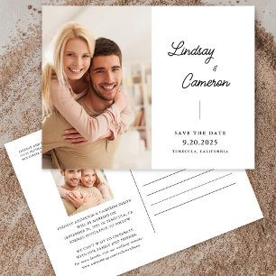 Carte Postale Minimaliste 2 Photo Moderne Script Enregistrer La 