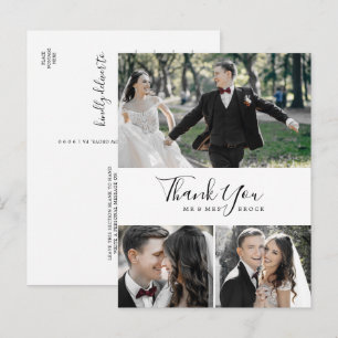 Carte Postale Minimaliste 3 Photo Collage Merci