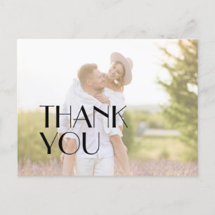 Carte Postale minimaliste Art Déco Mariage Photo Merci