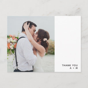 Carte Postale Minimaliste   Blanc   Mariage photo Merci