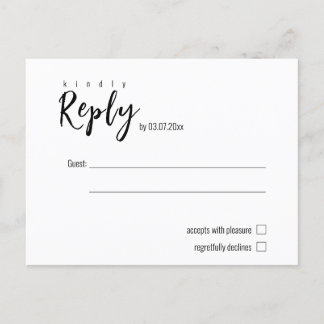 Carte Postale 💍 minimaliste Elegant simple RSVP