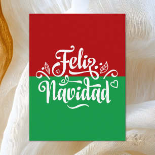 Carte Postale Minimaliste Joyeux Noël Feliz Navidad espagnol