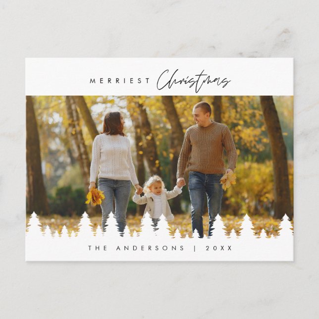 Carte Postale Minimaliste moderne, photo de famille de Noël la p (Devant)