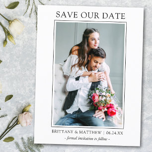 Carte Postale Minimaliste moderne Sauvez notre date Couple Photo
