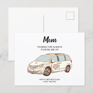 Carte Postale Minivan Maman Fête des Mères Mignonne Meilleure Ma