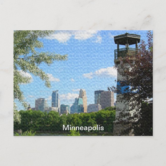 Carte Postale Minneapolis et Phare de Boom Island (Devant)