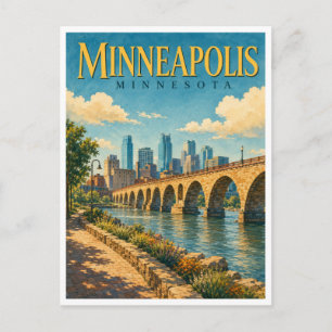 Carte Postale Minneapolis Minnesota GeoSaga Pont de pierre